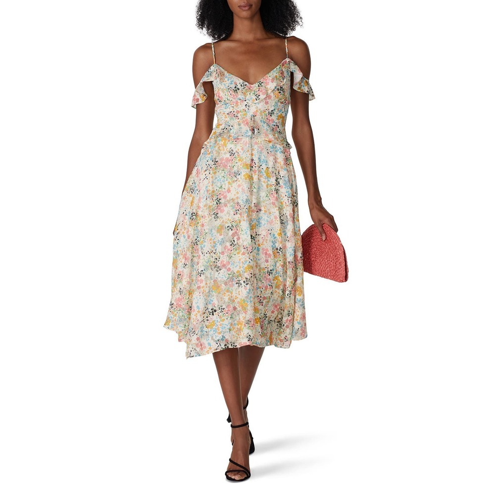 Rachel Rachel Roy Floral Ruffle Chiffon Midi Dress